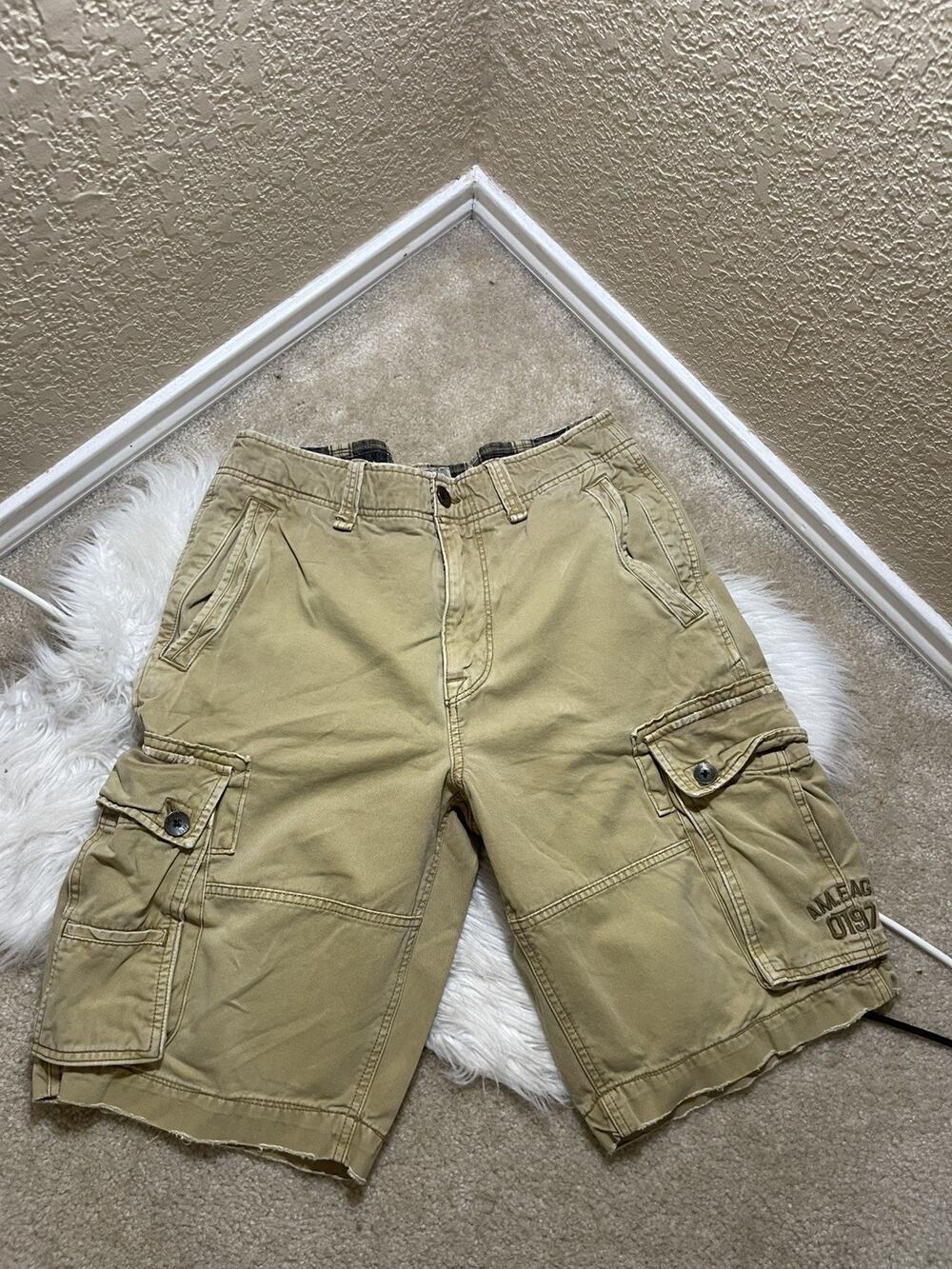 Vintage Y2K American Eagle Outfitters Cargo Shorts Mens 32 Grunge Gorpcore Baggy